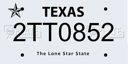 2TT0852 Texas License Plate