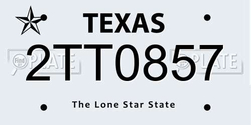 2TT0857 Texas License Plate