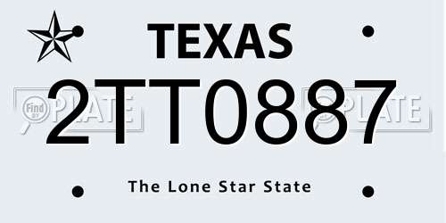 2TT0887 Texas License Plate