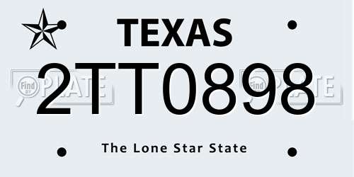 2TT0898 Texas License Plate