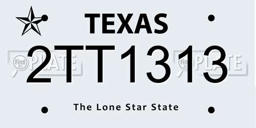 2TT1313 Texas License Plate