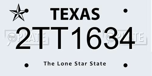 2TT1634 Texas License Plate