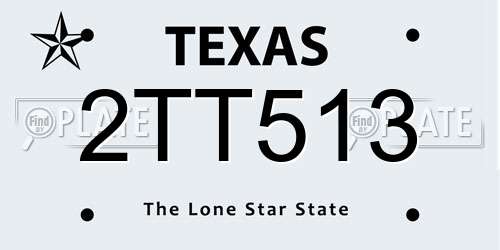 2TT513 Texas License Plate
