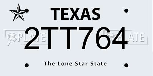 2TT764 Texas License Plate