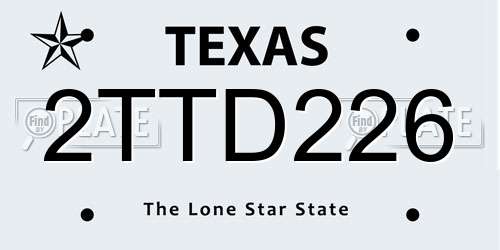2TTD226 Texas License Plate
