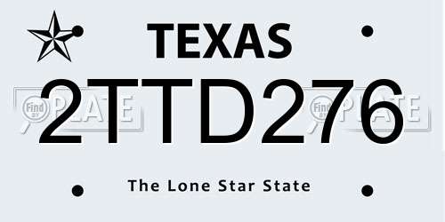 2TTD276 Texas License Plate