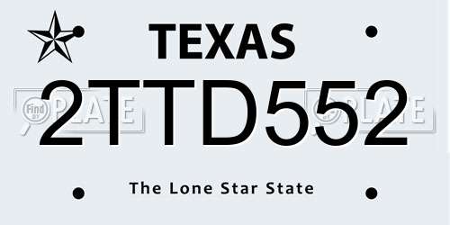 2TTD552 Texas License Plate