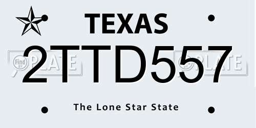 2TTD557 Texas License Plate