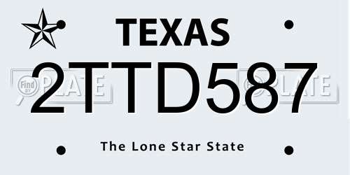 2TTD587 Texas License Plate