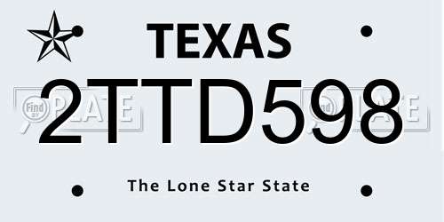 2TTD598 Texas License Plate
