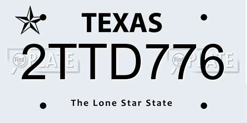 2TTD776 Texas License Plate