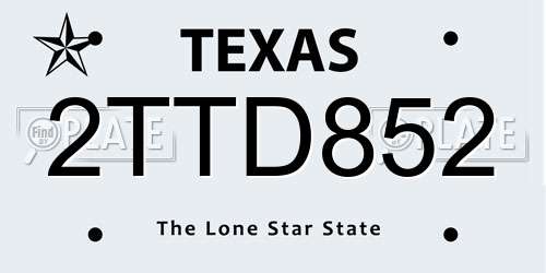 2TTD852 Texas License Plate