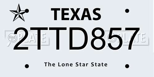 2TTD857 Texas License Plate