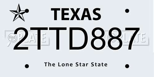 2TTD887 Texas License Plate