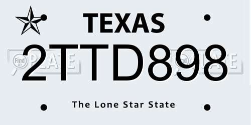2TTD898 Texas License Plate