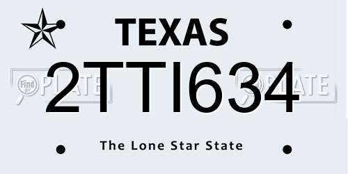 2TTI634 Texas License Plate