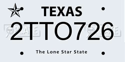 2TTO726 Texas License Plate