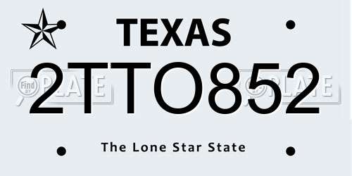 2TTO852 Texas License Plate