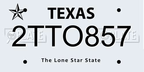 2TTO857 Texas License Plate