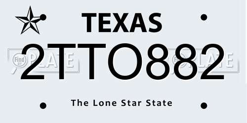 2TTO882 Texas License Plate