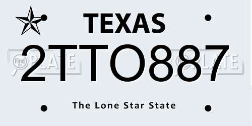 2TTO887 Texas License Plate