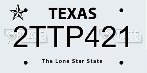 2TTP421 Texas License Plate
