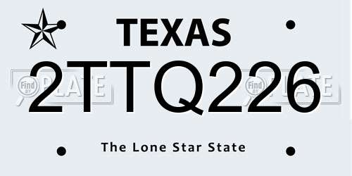 2TTQ226 Texas License Plate
