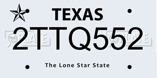 2TTQ552 Texas License Plate
