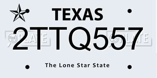 2TTQ557 Texas License Plate