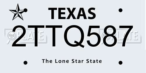 2TTQ587 Texas License Plate