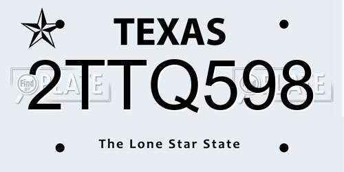 2TTQ598 Texas License Plate