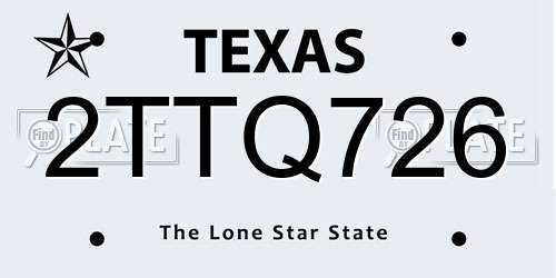 2TTQ726 Texas License Plate