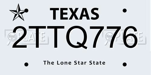 2TTQ776 Texas License Plate