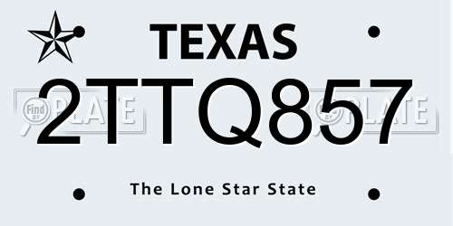 2TTQ857 Texas License Plate