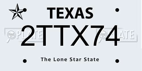 2TTX74 Texas License Plate
