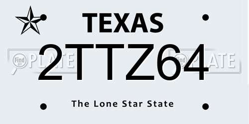 2TTZ64 Texas License Plate