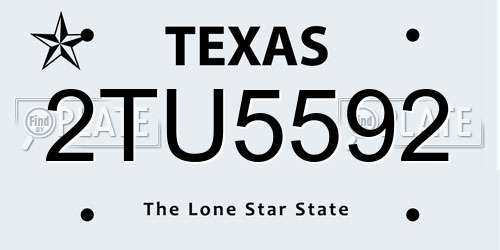 2TU5592 Texas License Plate