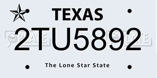 2TU5892 Texas License Plate