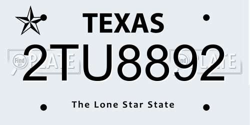 2TU8892 Texas License Plate