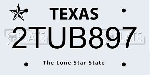 2TUB897 Texas License Plate