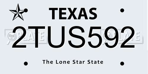 2TUS592 Texas License Plate