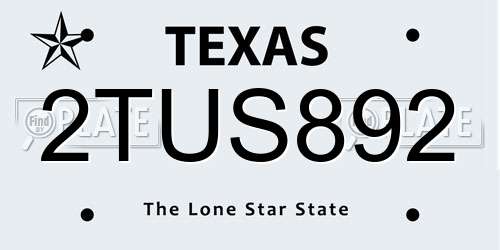 2TUS892 Texas License Plate