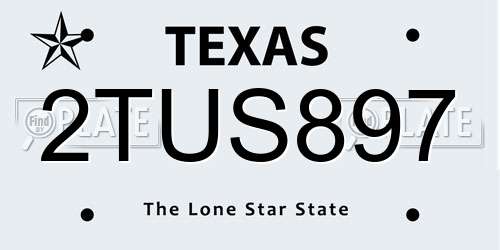 2TUS897 Texas License Plate