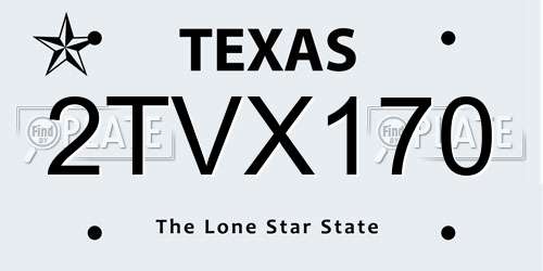 2TVX170 Texas License Plate