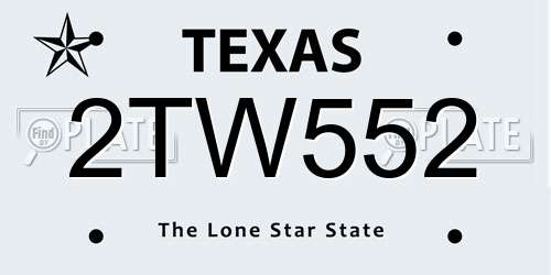 2TW552 Texas License Plate