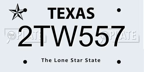 2TW557 Texas License Plate