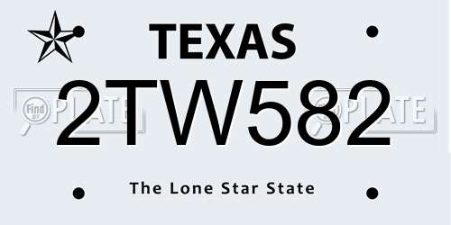 2TW582 Texas License Plate