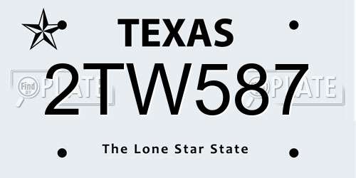 2TW587 Texas License Plate