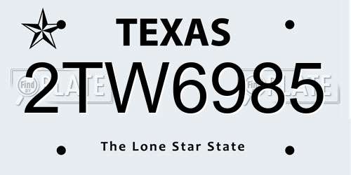 2TW6985 Texas License Plate