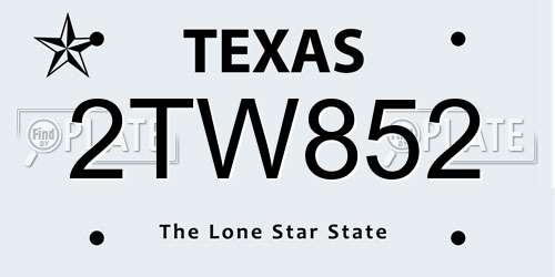 2TW852 Texas License Plate